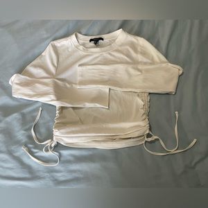 Self-Tie Ruched Long Sleeve Crop Top - Forever21 Size Medium